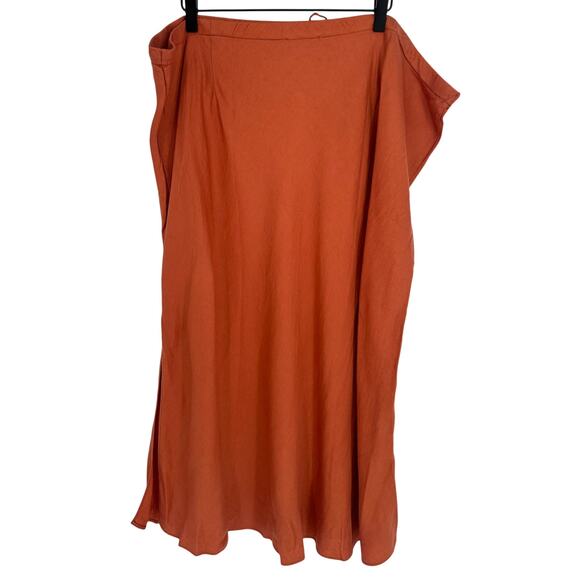Madewell New! Linen-Blend Drawstring Midi Slip Skirt in Afterglow Red Summer 26W - Picture 3 of 10